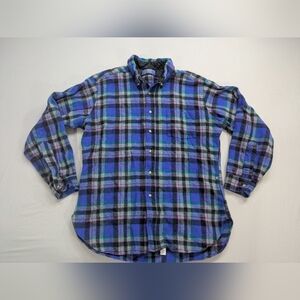 Vintage Pendleton Wool Lodge Button Up Shirt Size Large Plaid USA Blue Purple